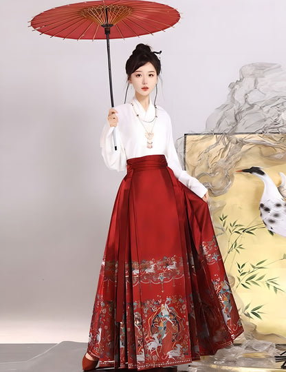 Hanfu Makeup Flower Horse Face Skirt Long